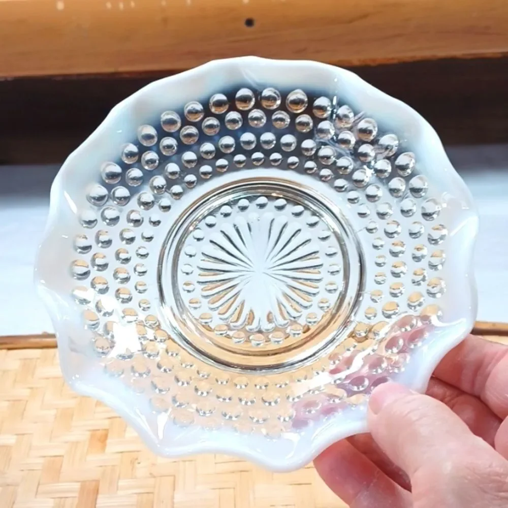 Anchor Hocking Opalescent Moonstone Hobnail Bowl 6 Inch